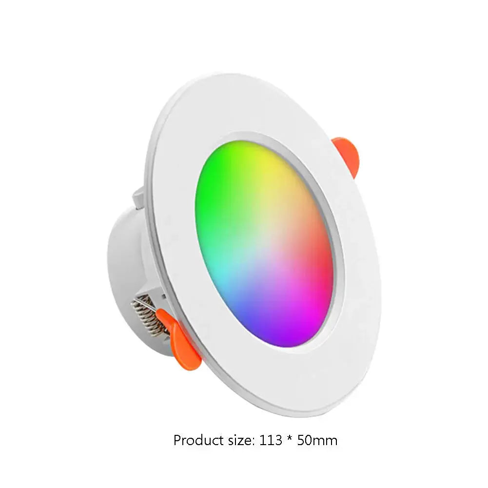 Round white recessed LED downlight with full-color RGB lighting