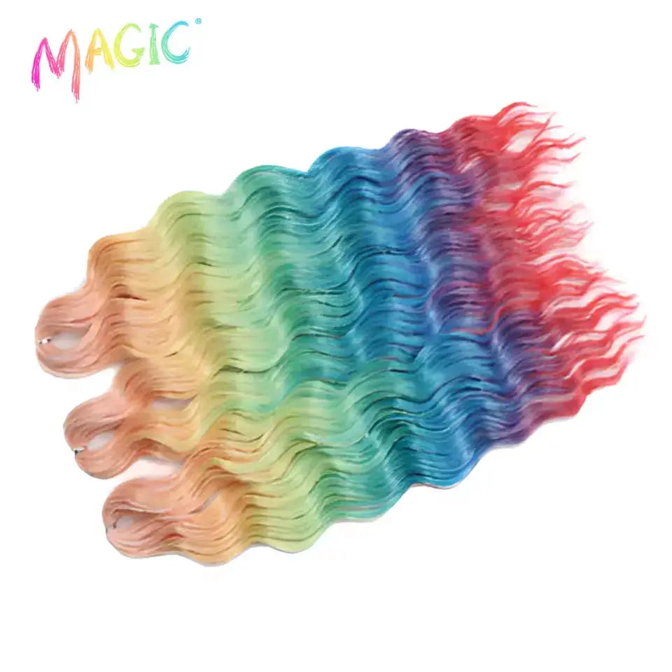 Anna Synthetic Hair 24in water wave braiding extensions, Simples Market, ombre rainbow from blonde to red