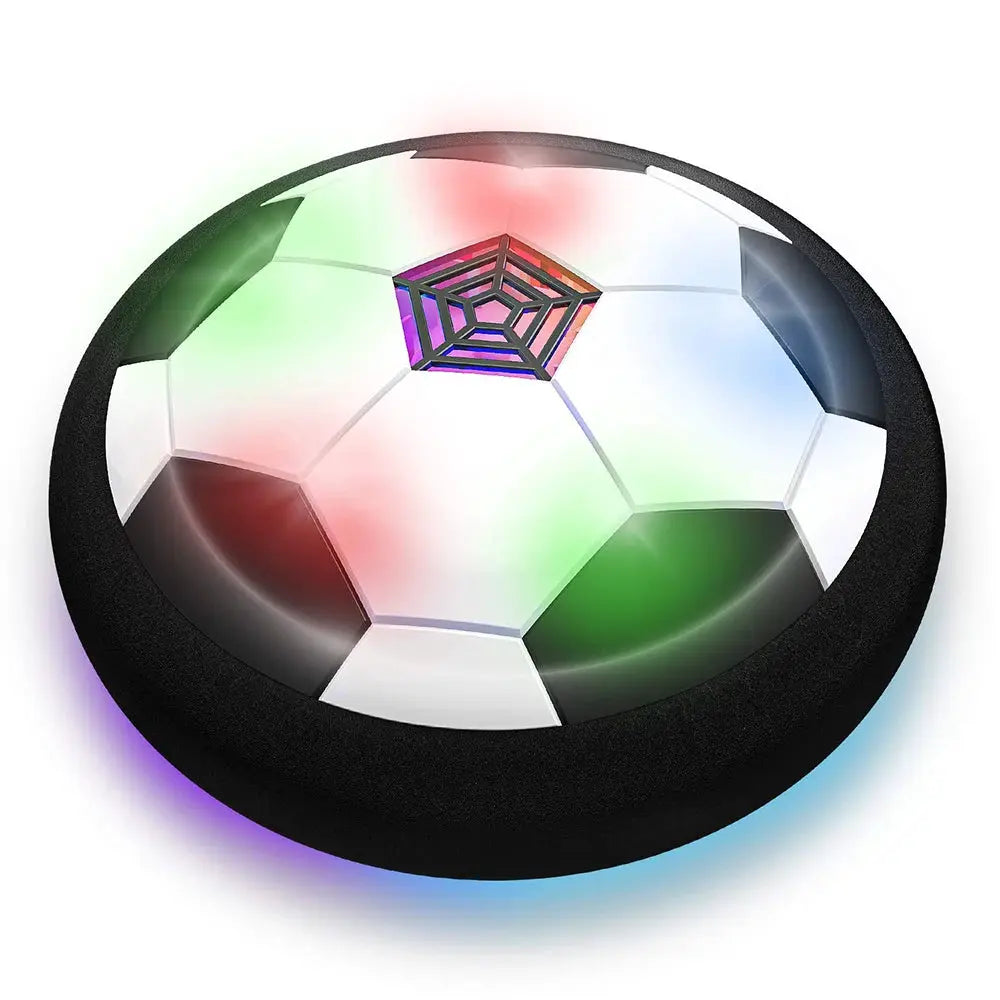 Hover Soccer Ball for Kids with LED lights and music, black ring, floating football toy for indoor/outdoor play - Retail.