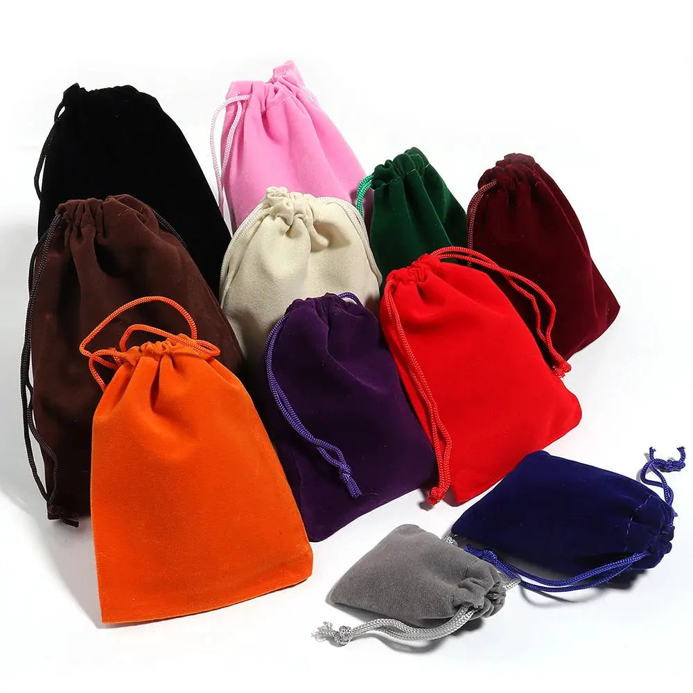 Color Velvet Drawstring Bags Multi Size Pack 5 To 10 Pieces Per Lot Jewelry Storage Display Gift Packaging