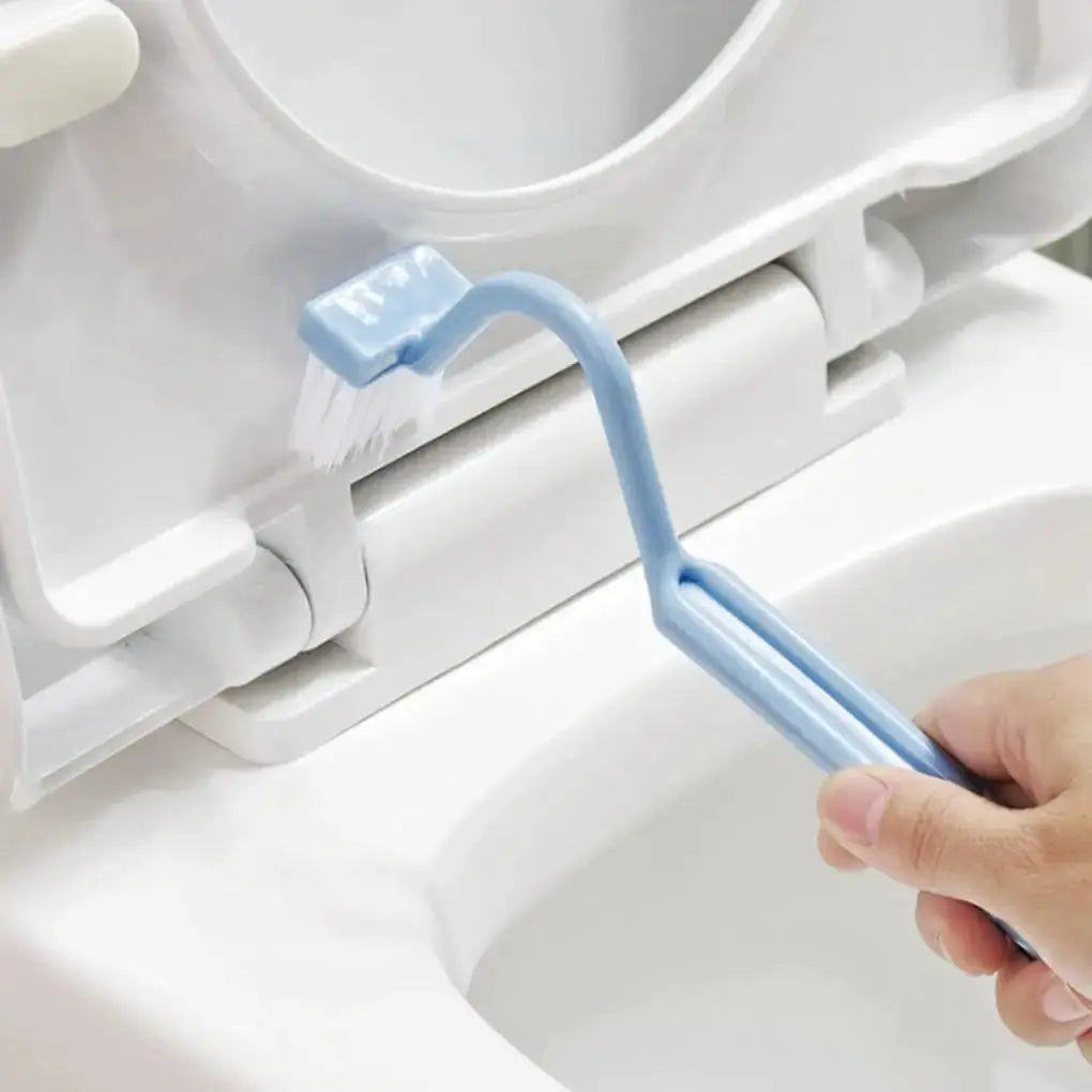 Toilet cleaning brush with S-shaped curved blue handle, Simples Market WC corner scrubber