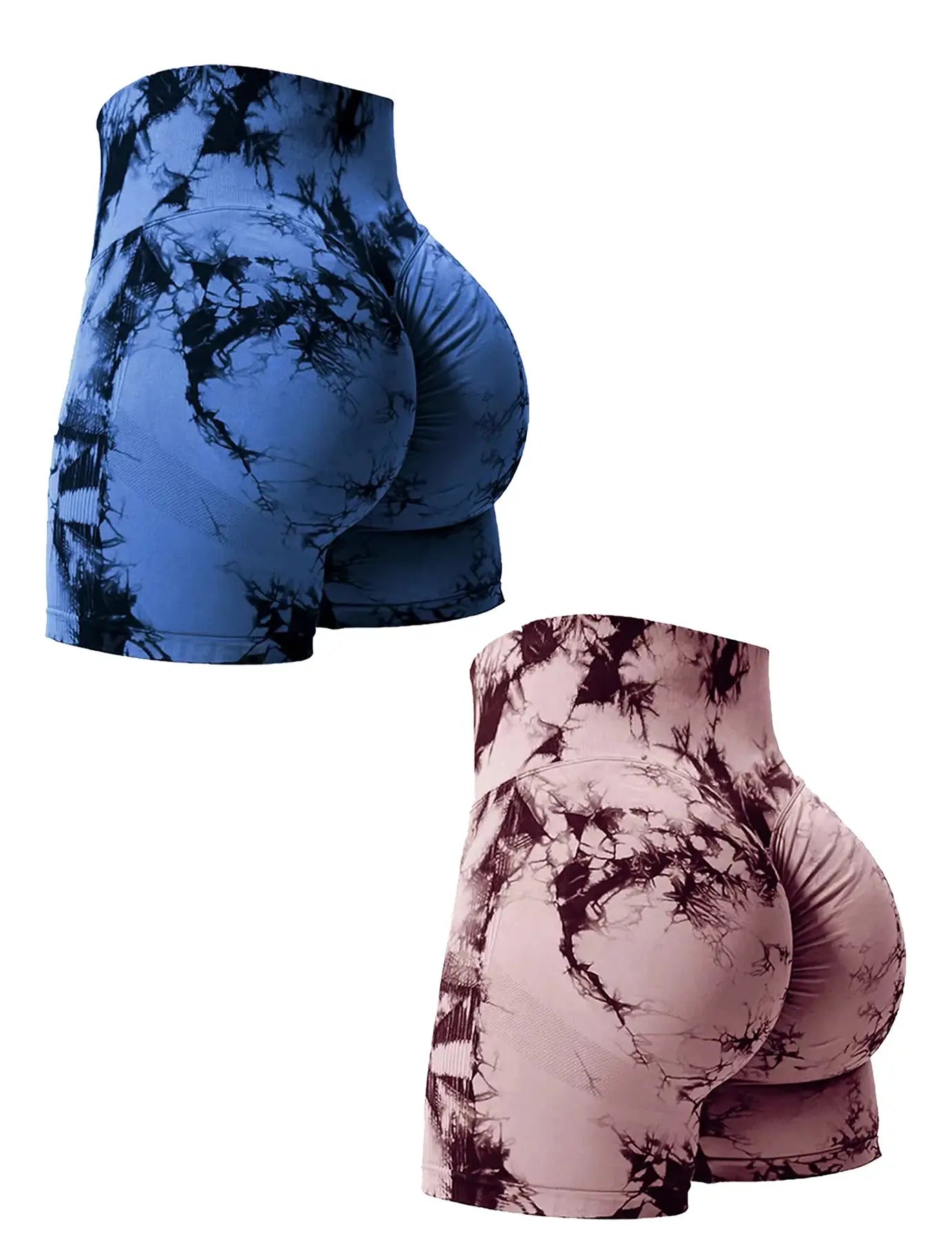 NovaFlex Tie Dye Butt Lifting Seamless Gym Shorts 2 Pack High Waist Nylon Elastane For Workout