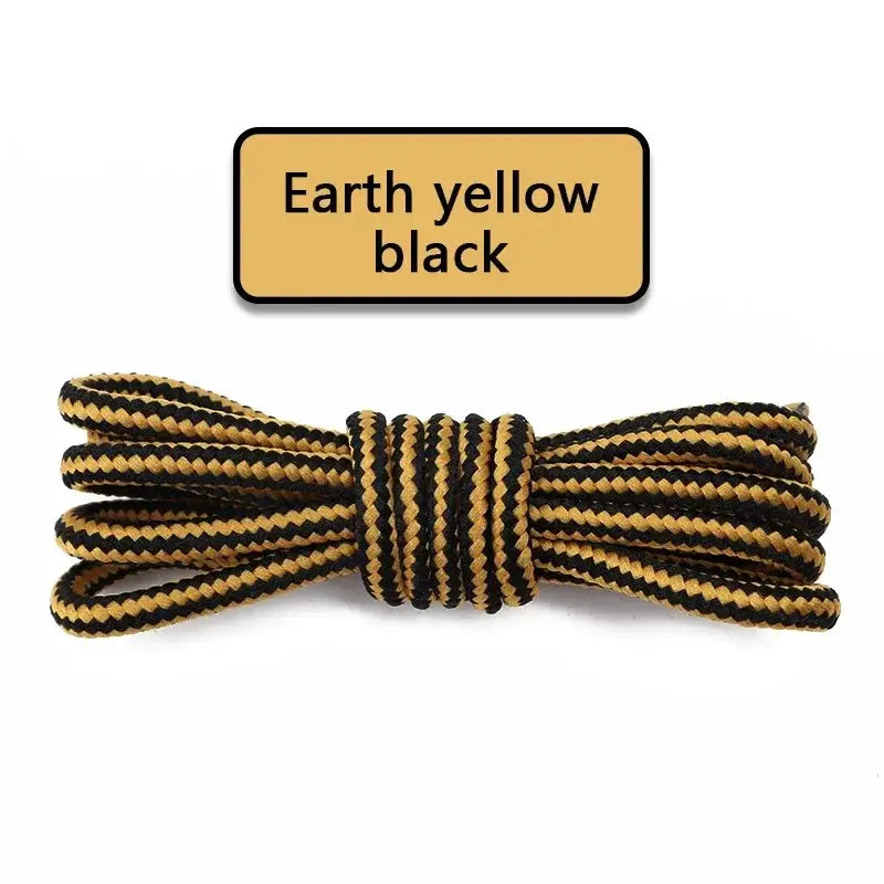 Simples Market round cotton shoelaces, earth yellow and black striped, 1 pair