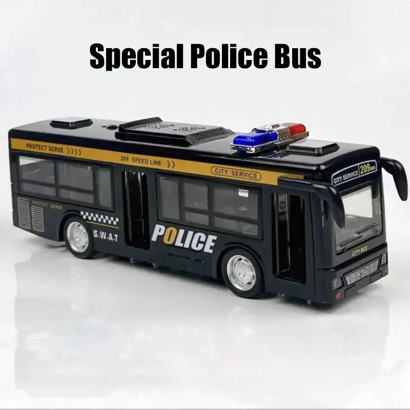 Double Decker Sightseeing Bus Model Die Cast Pull Back Toy Open Doors with Light Music for Boys