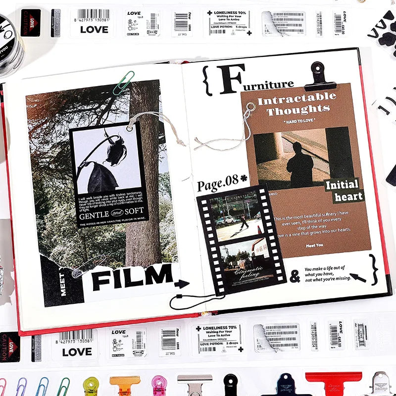 Decorative adhesive tape by Simples Market for junk journals; 1pc washi tape with film/photo patterns