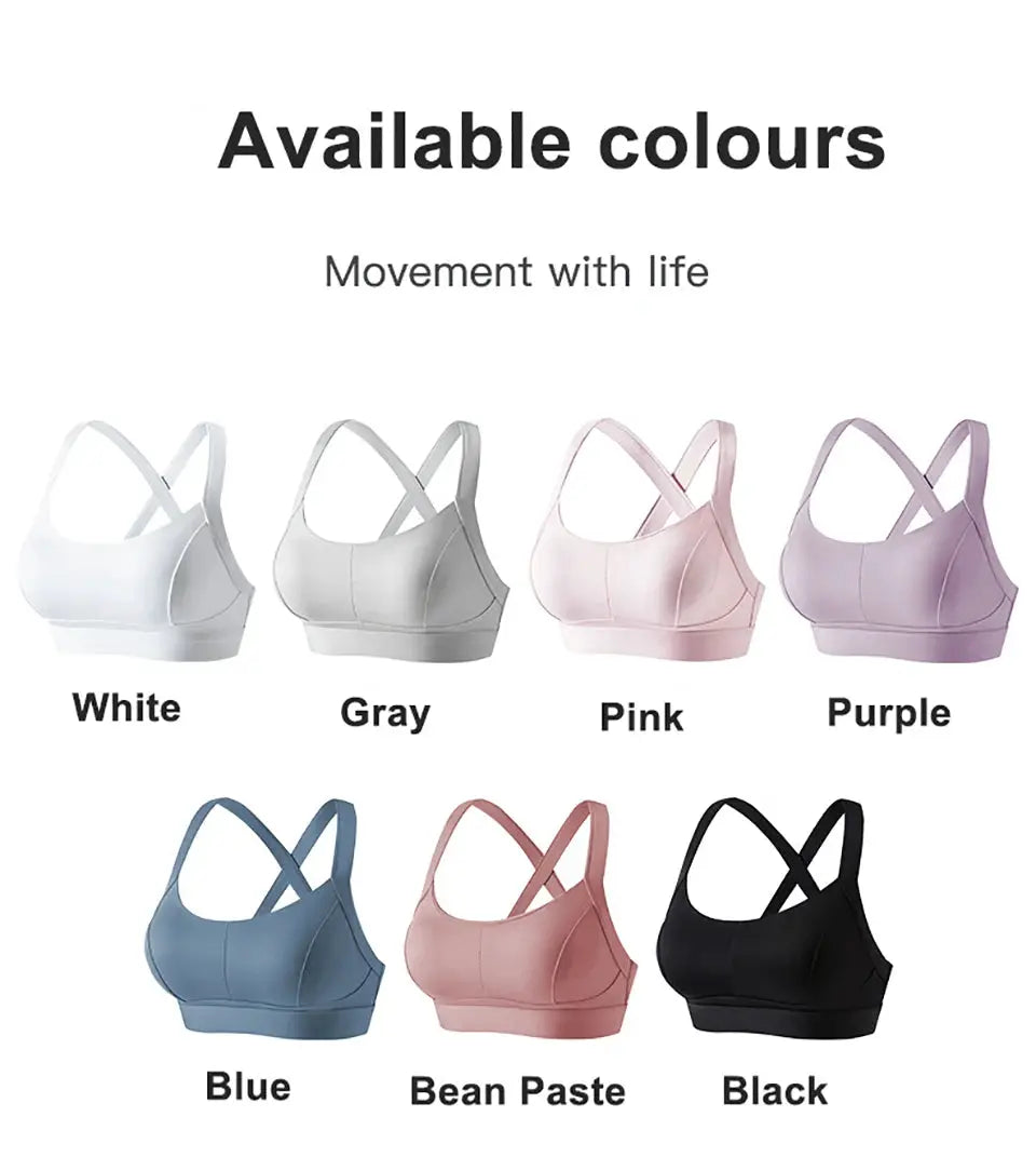 Simples Market Women's high-impact sports bra with criss-cross back, padded; 7 color options