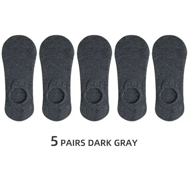 Men Invisible No Show Socks 5 Or 10 Pairs Breathable Cotton Silicone Non Slip Ankle Boat Socks