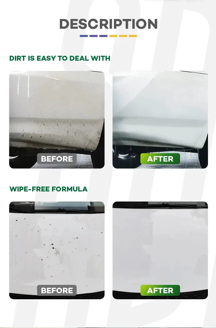 Green Foaming Car Wash Soap by Simples Market; four-panel before/after dirt removal; foam cannon or bucket washes.
