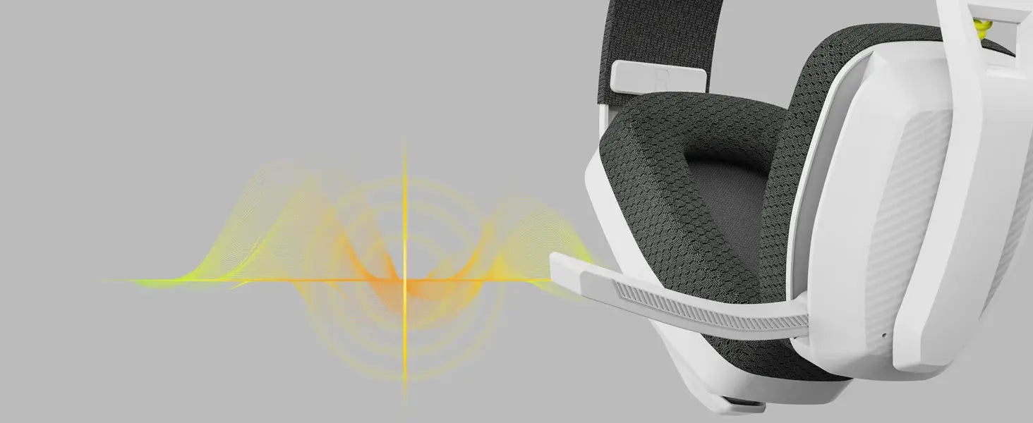 BINNUNE BW06 wireless 2.4GHz gaming headset with mic, white with black cushions, for PS5/PS4/PC, Simples Market