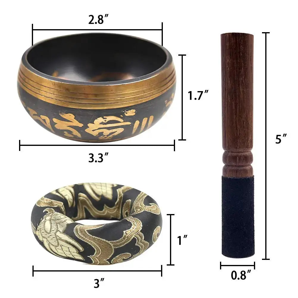 Tibetan Singing Bowl Set Lotus Design For Meditation Yoga Relaxation Chakra Healing Prayer And Mindfulness Gift