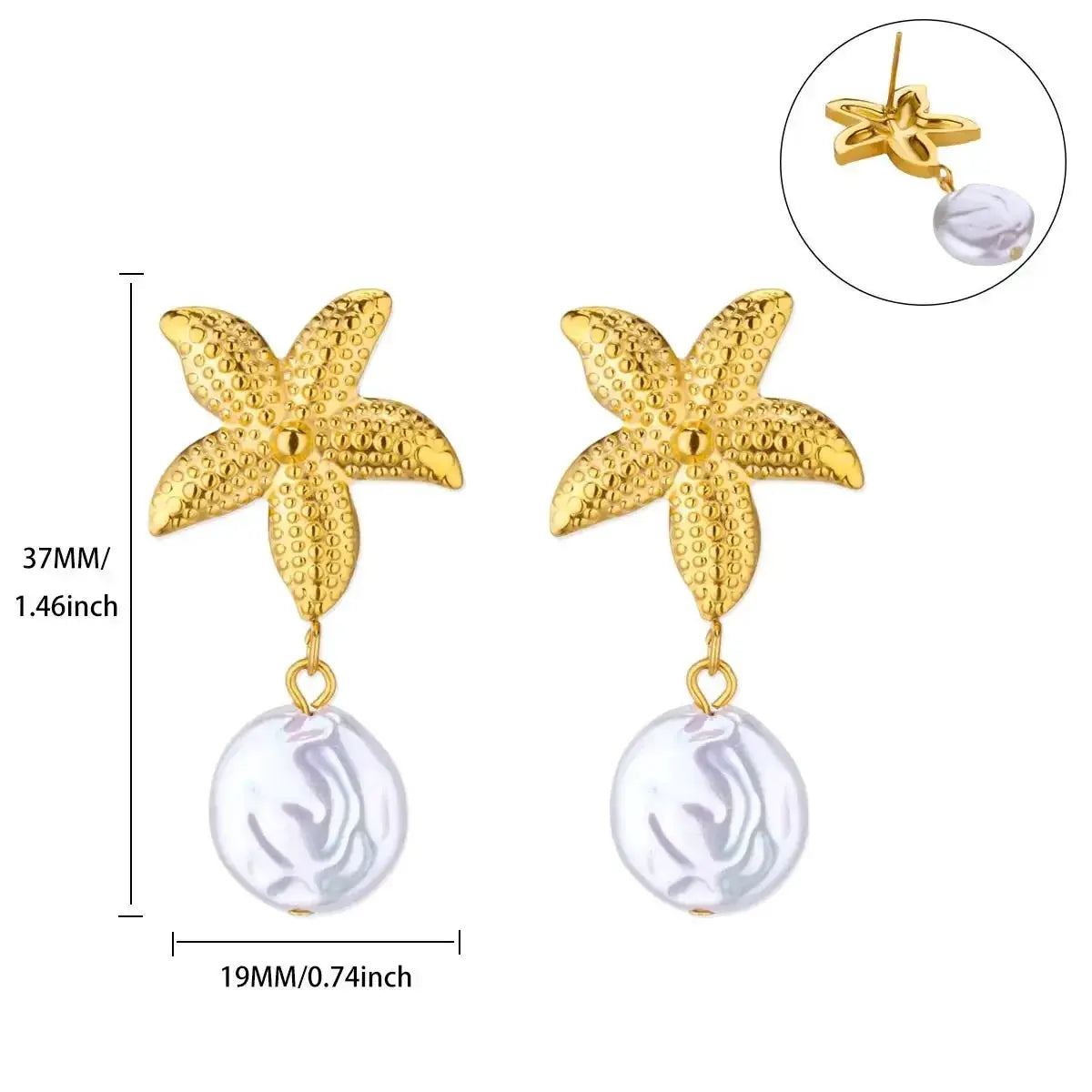 Vintage Summer Starfish Shell Stud Earrings Stainless Steel For Women Ocean Party Jewelry Gift 2025