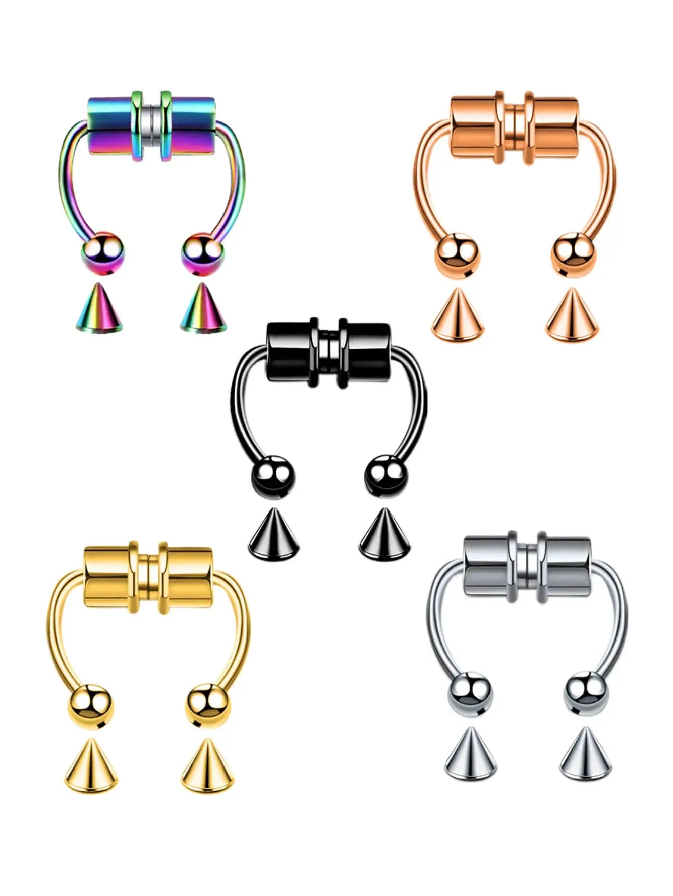 Magnetic Nose Ring Set Stainless Steel Horseshoe Clip Non Pierced Nose Hoop Easy Non Piercing Jewelry Two Pcs Or Five Pcs
