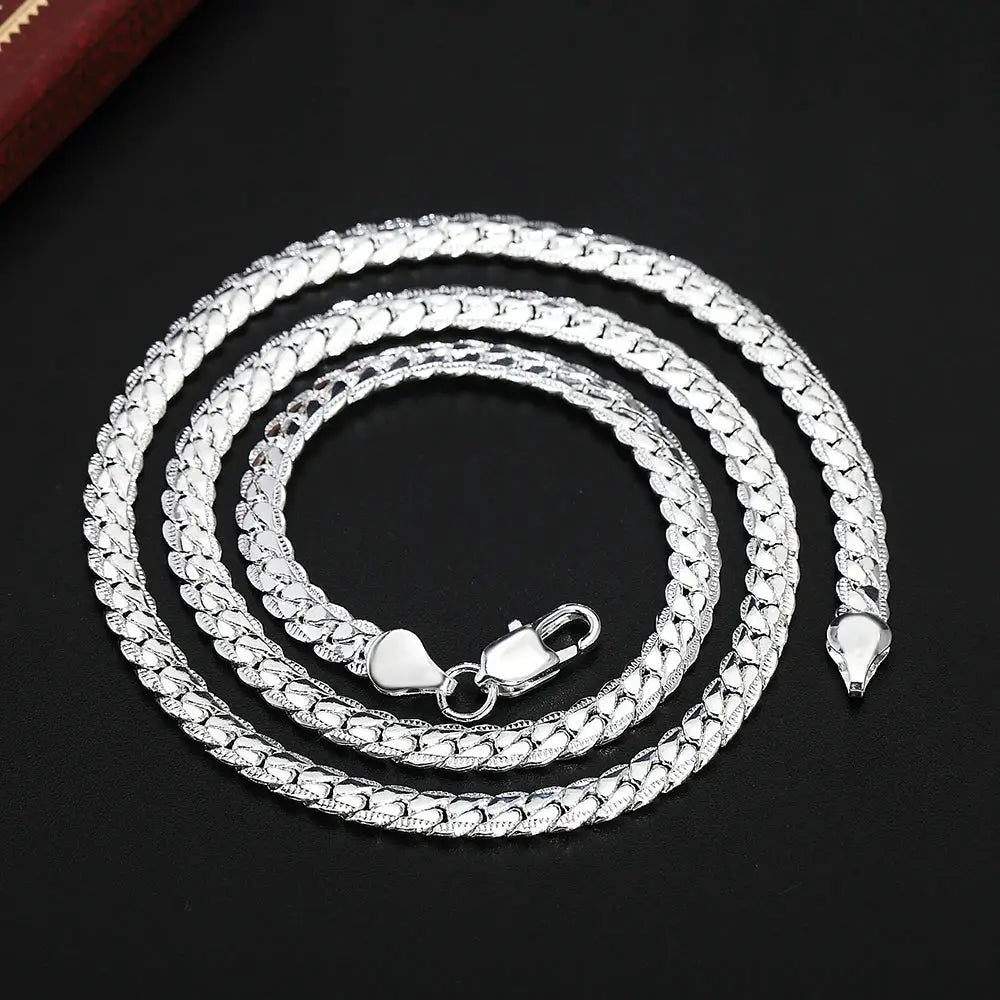 925 Silver Snake Chain Necklace 5mm Adjustable 20 to 60 cm Unisex Luxury Design for Wedding and Engagement Jewelry
