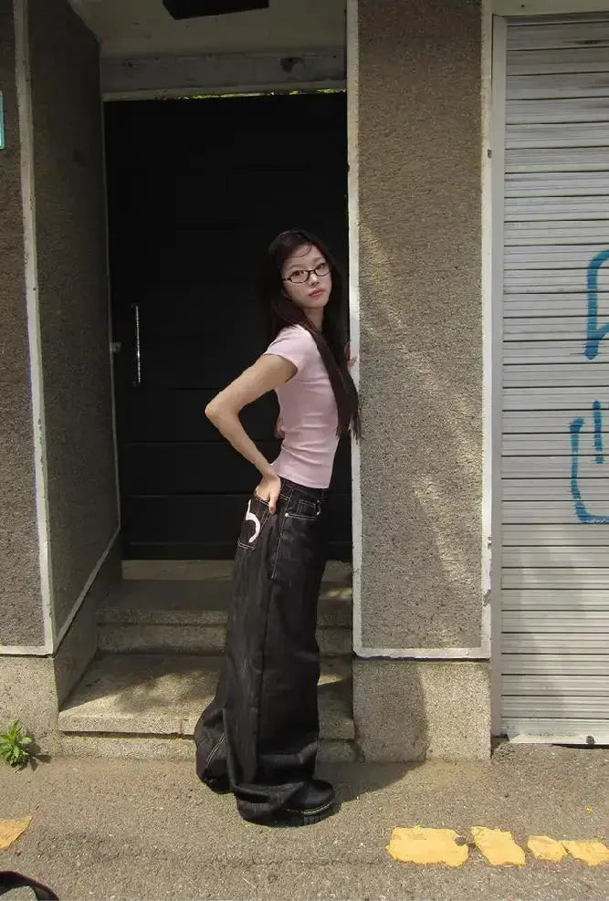 Y2K Wide Leg Denim Jeans Women Baggy Grunge Harajuku Punk Winter