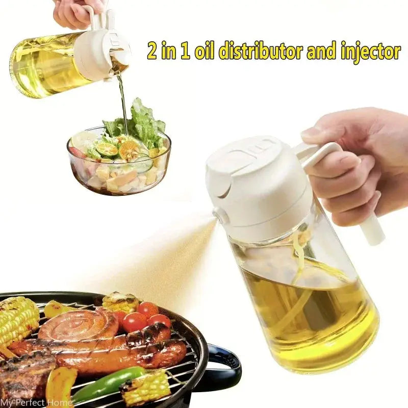 2 In 1 500ml Plastic Kitchen Oil Sprayer Bottle For Olive Oil Dispenser BBQ Baking Roasting