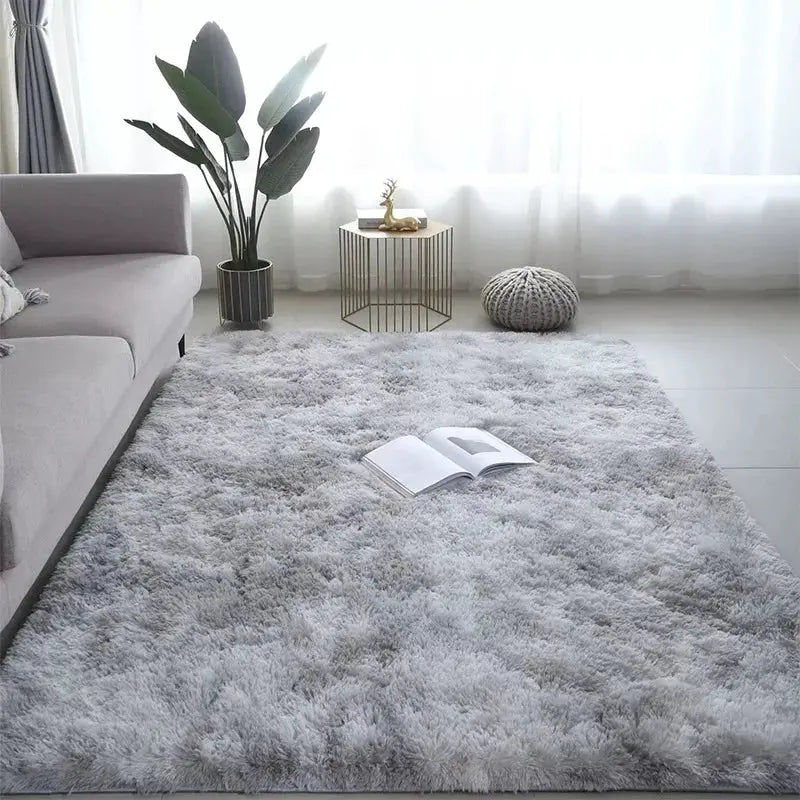 VIKAMA area plush rug, light gray shaggy carpet for living room or bedroom