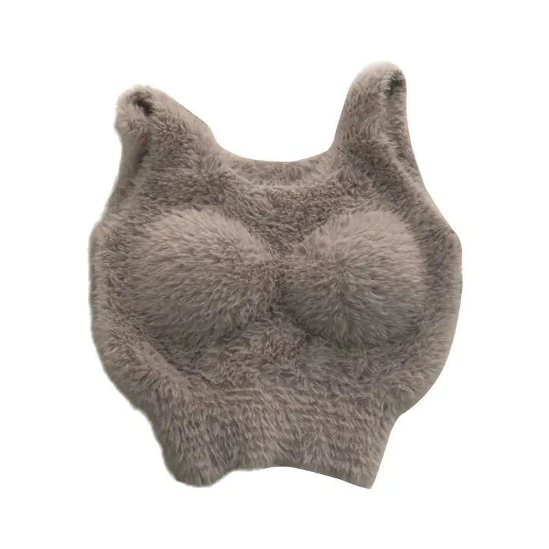 Plush grey fleece cami top with wide straps for winter warmth