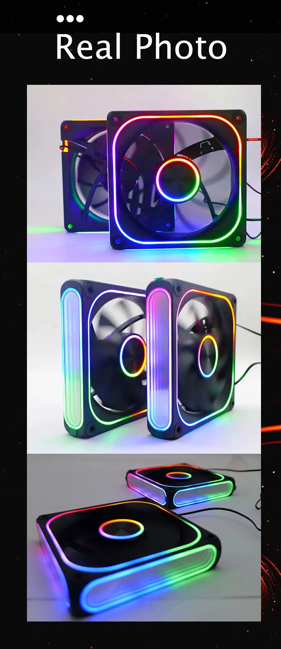 MANMU 120mm RGB computer case fans by Simples Market with rainbow LED lighting