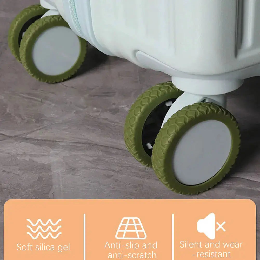 LuggageGuard Wheel Protector Covers Wear Resistant Silicone For Quiet Scratch Free Spinner Wheels