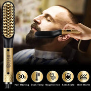 Simples Market hot comb straightener with negative ion heating for beard and hair, black and gold, dual-temp, fast heating