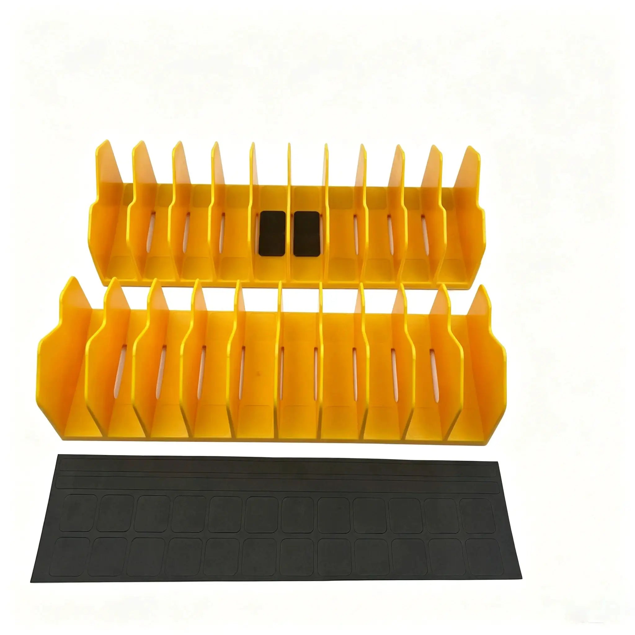 Space Saving Drawer Pliers Rack in yellow; tool organizer that holds up to ten pliers