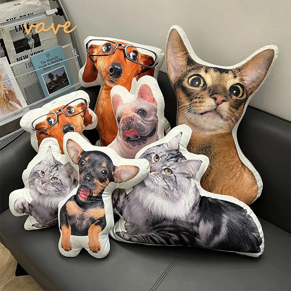 Simples Market pet-shaped photo pillows set of 7 with dog and cat portraits for sofa or car