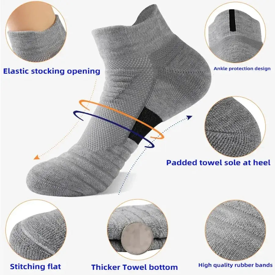 Anti Slip Football Socks For Men Cotton Breathable Odor Control Short Tube Crew Socks Size 39 45 Soccer And Basketball