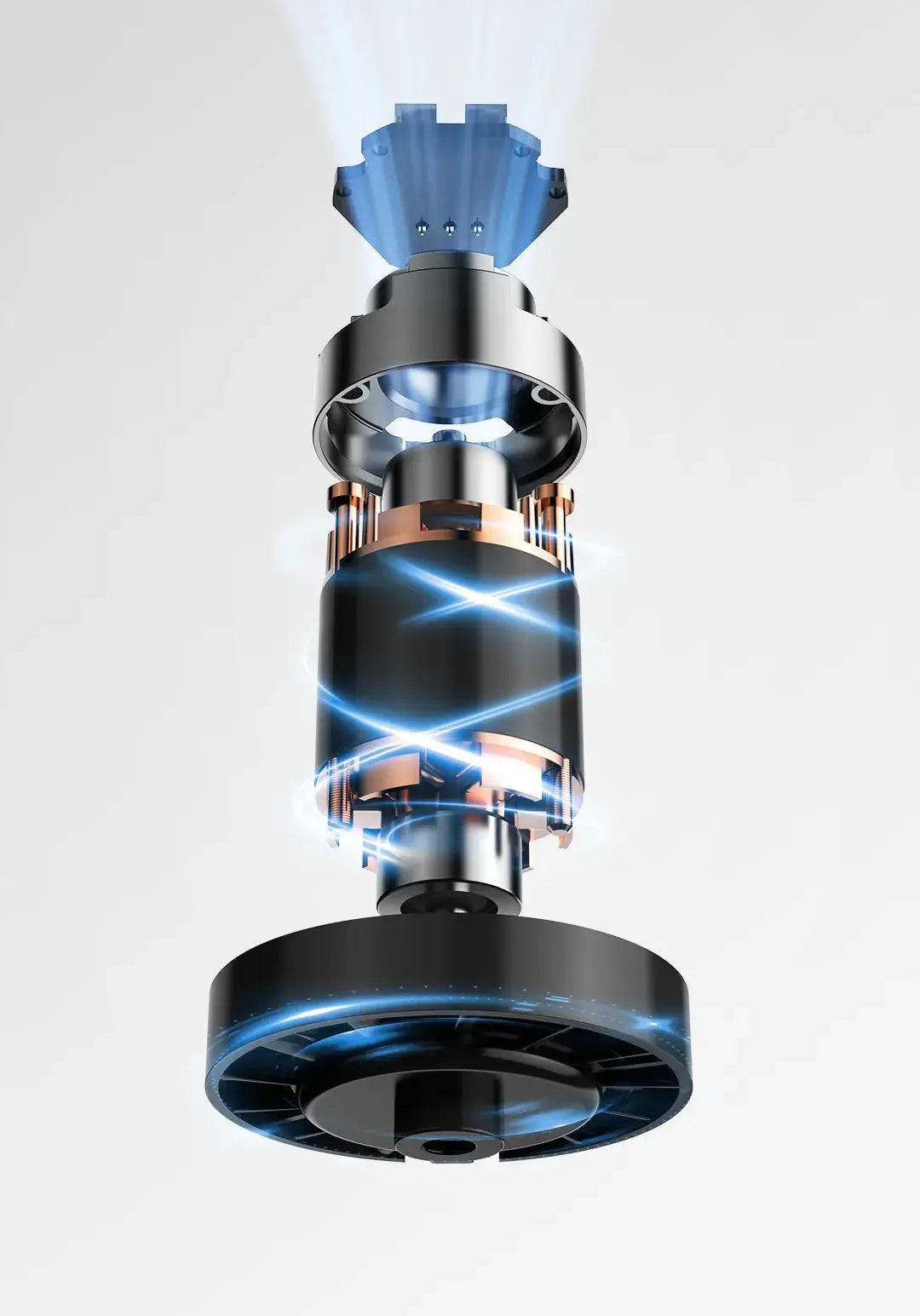 XIAOMI H501 SE hair dryer by Simples Market, metallic black body with copper accents and blue lights