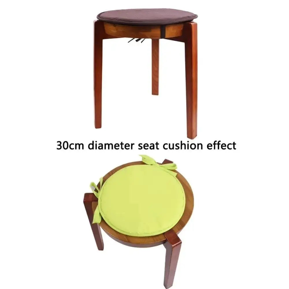 Thickened sponge round chair pad, 30 cm diameter, candy-color lime green, drawstring washable cover, 2 pcs.