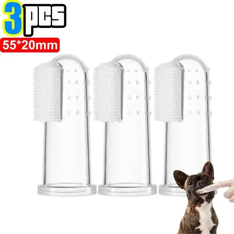 Soft Silicone Finger Cuff Pet Toothbrush for Dogs and Cats Gentle Teeth Cleaning for Bad Breath and Tartar Control