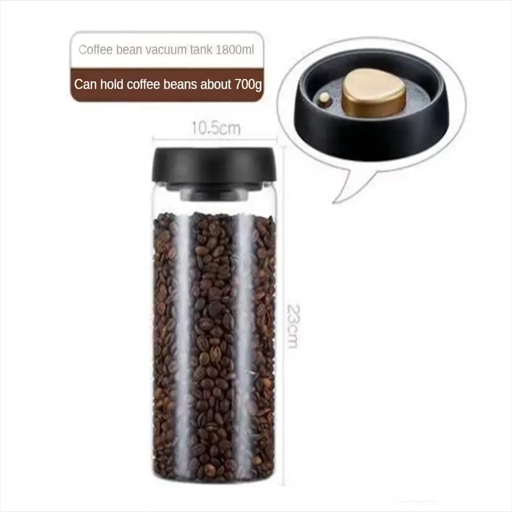 Vacuum Sealed Glass Storage Tank For Coffee Beans And Tea Moisture Proof Airtight Kitchen Food Container