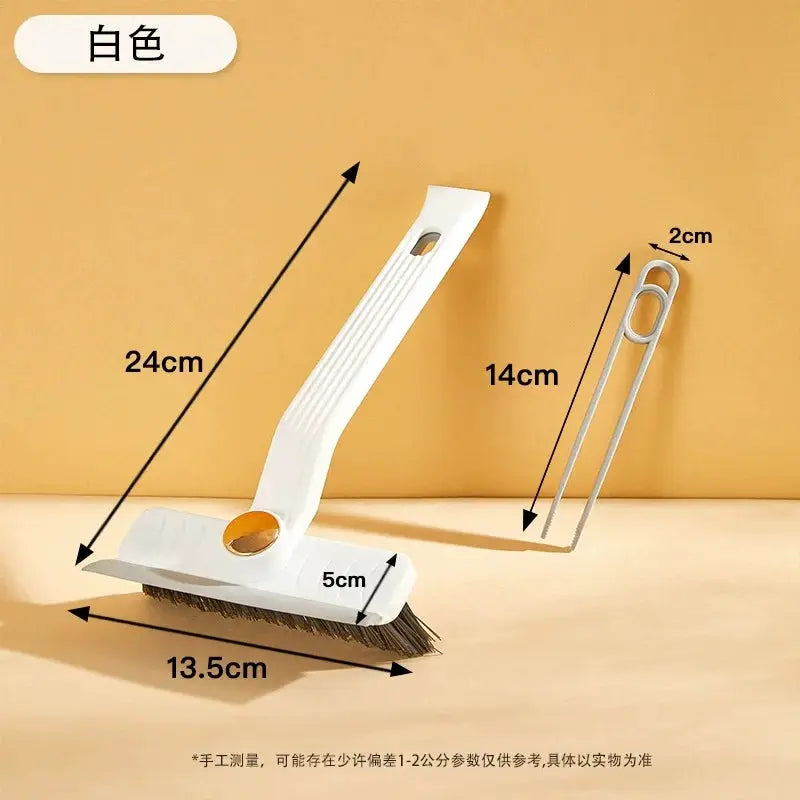 Simples Market 4-in-1 360-degree rotating hard-bristle tile cleaning brush with clip scraper, white