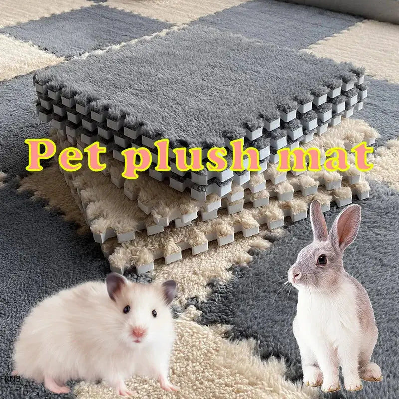Gray EVA foam pet warming mat set, 30x30 cm, plush sleeping mats for guinea pigs, hamsters, rabbits; 1–10 pcs