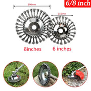 Universal 6 to 8 Inch Steel Wire Wheel Brush Cutter Head for Gas Trimmers Weed Trimmer Garden Lawn Mower Attachment