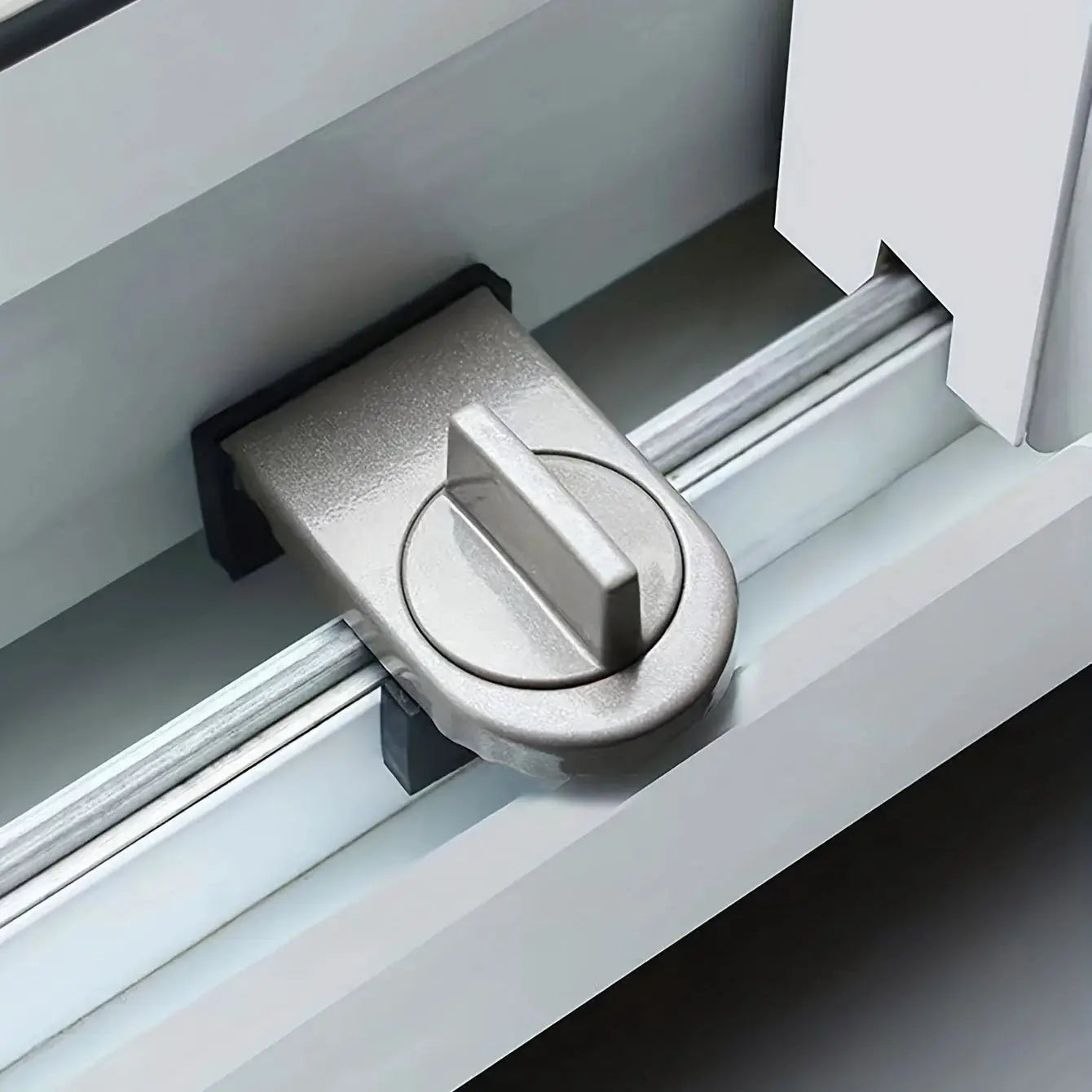 Sliding sash stopper lock by Simples Market, silver metal anti-theft safety device for sliding doors