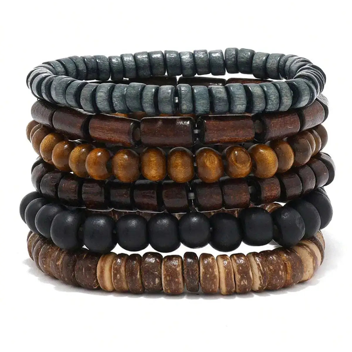 Mens Wooden Bead Braided PU Leather Wrap Bracelet For Men Vintage Style Armband Three Styles