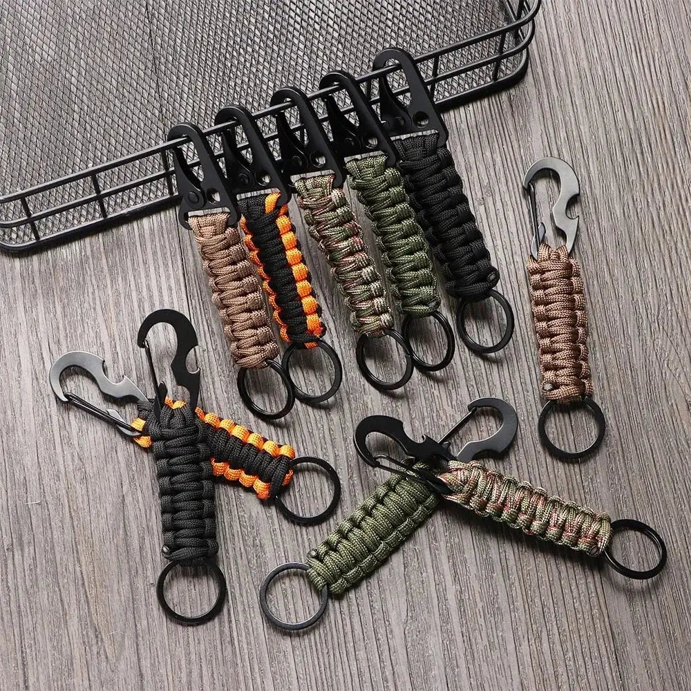 Paracord keychain set by Simples Market with braided military rope, carabiner and bottle opener in assorted colors