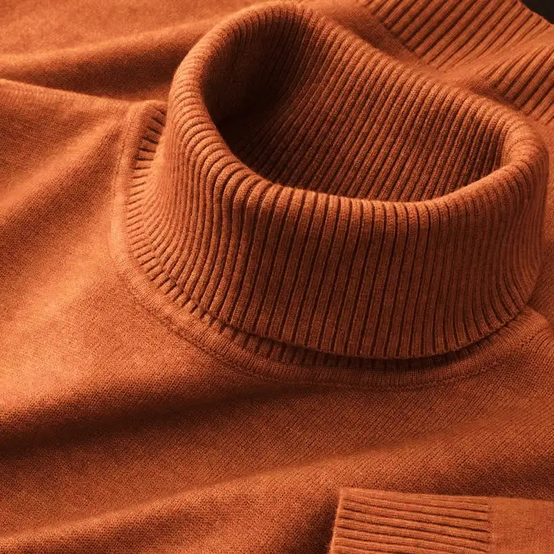 Mens Knitted Sweater Solid Color Turtleneck Pullover Breathable Warm Outdoor Streetwear For Autumn And Business Tops