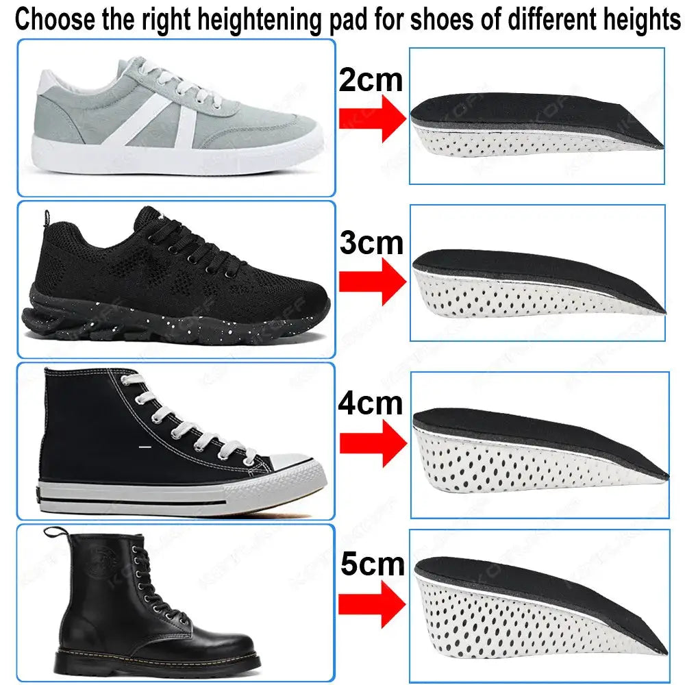 StrideBoost Height Increase Insoles Breathable EVA Memory Foam For Invisible 2 To 5 Centimeters Elevation