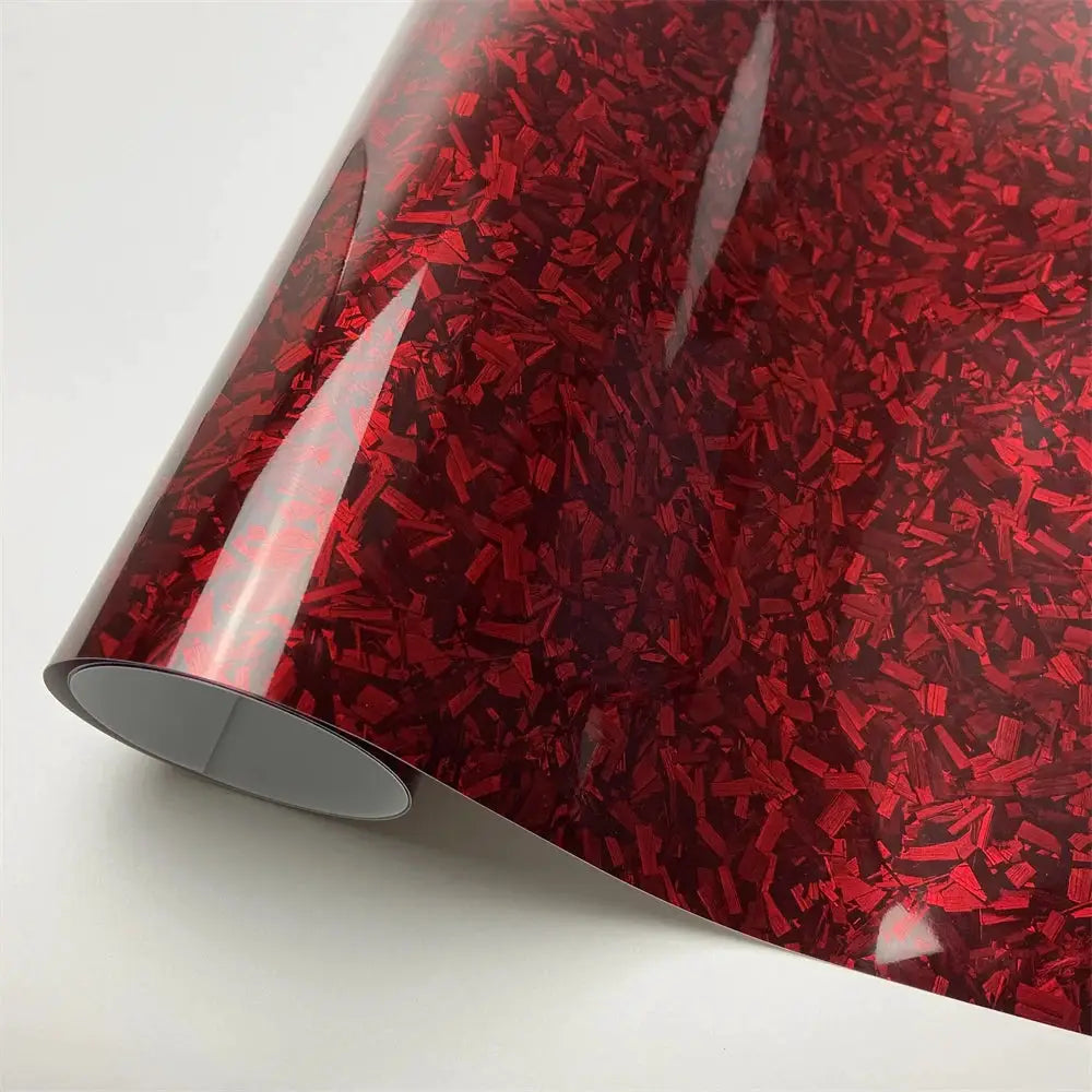 Glossy Laser Forged Carbon Fiber Vinyl Wrap Self Adhesive Car Film For Automotive Styling Interior Exterior Waterproof