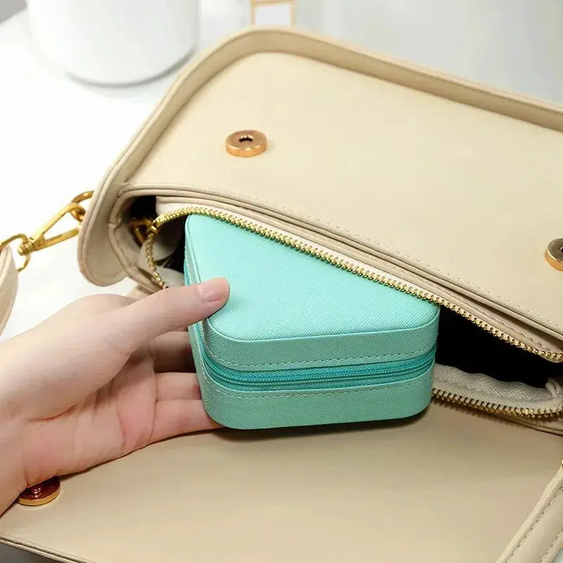 Portable Mini PU Leather Jewelry Box Velvet Lined Travel Case For Rings Earrings Necklaces Organizer