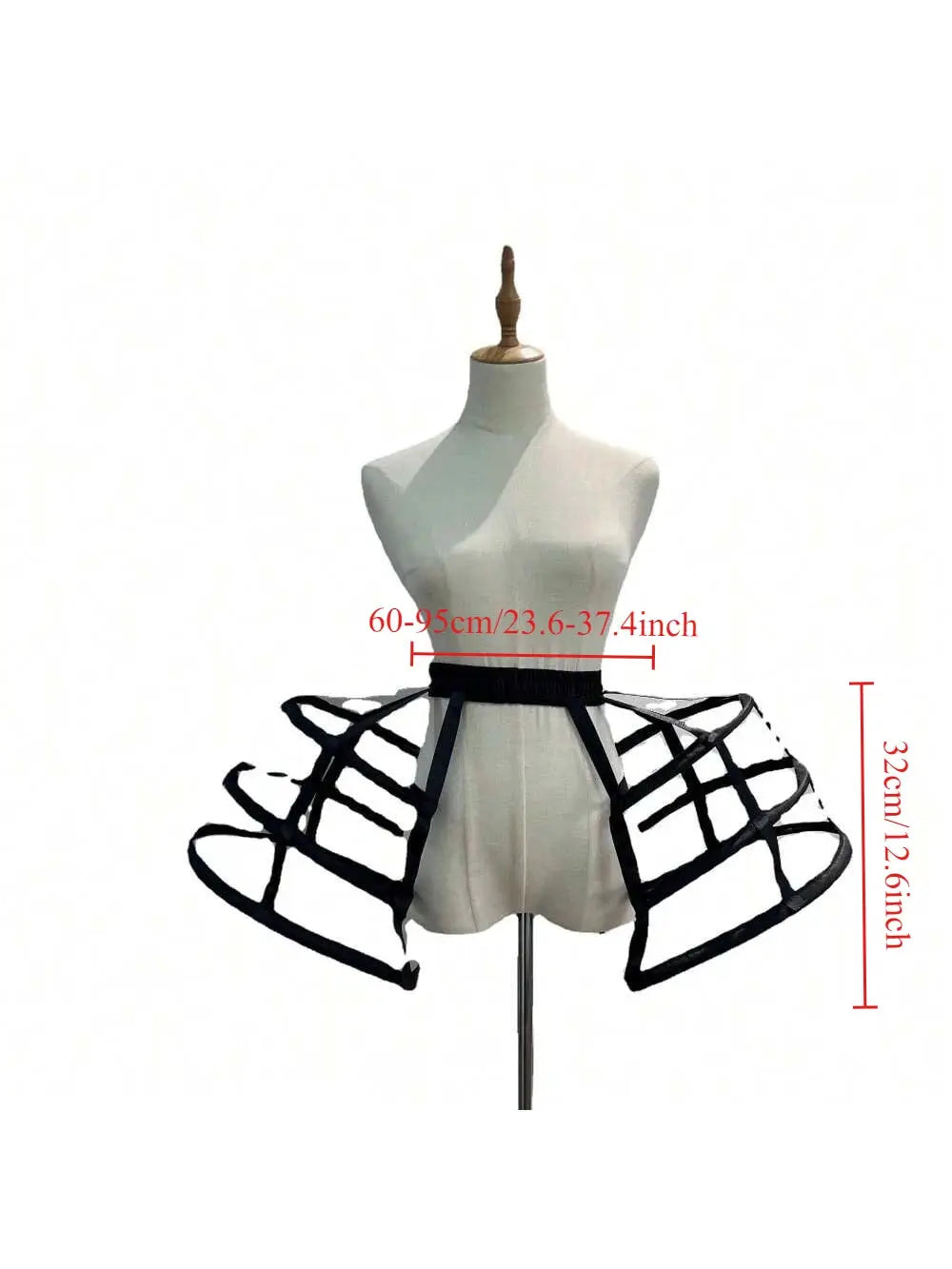 AuroraGown Girls 3 Hoops Crinoline Cage Bustle Petticoat Adjustable Pannier For Dramatic Dress Volume