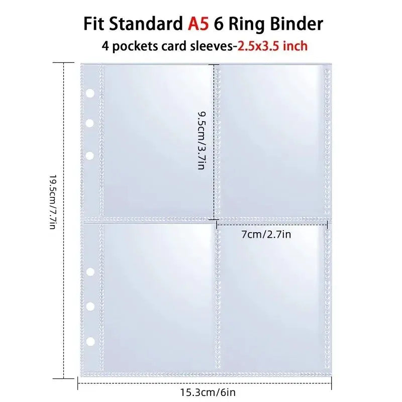 Simples Market A5 6-ring binder with clear photocard sleeves, 4 pockets for 2.5×3.5 inch cards
