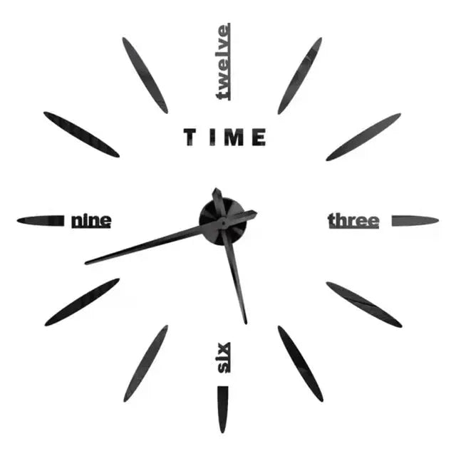 Wall clock 3D DIY acrylic mirror design with black hands by Simples Market