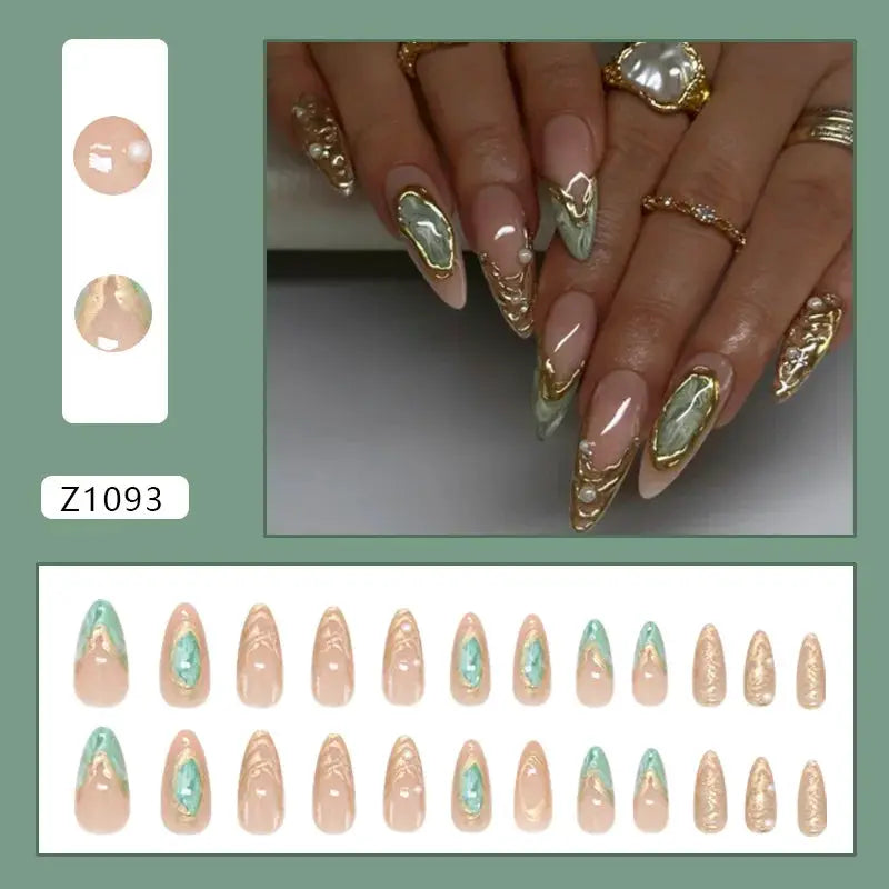 Spicy Girl Flower Print Press On Nails 24Pcs Wine Red Blush Almond Wearable Reusable False Nail Tips For Summer