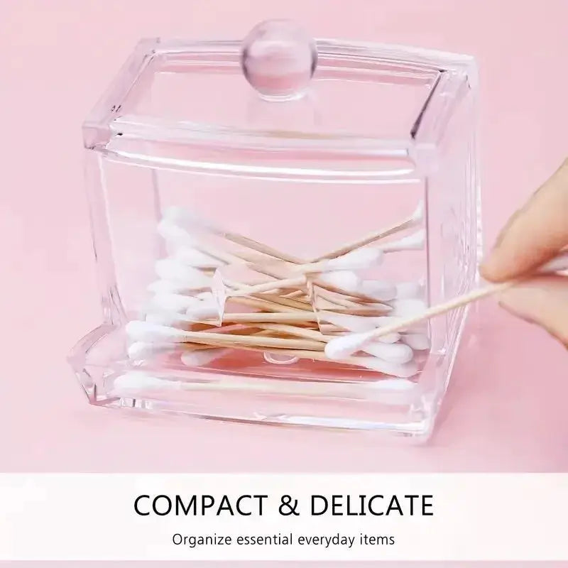 Acrylic Cotton Swab Ball Storage Box With Lid Large Capacity For Bathroom Transparent Container Jar Dispenser