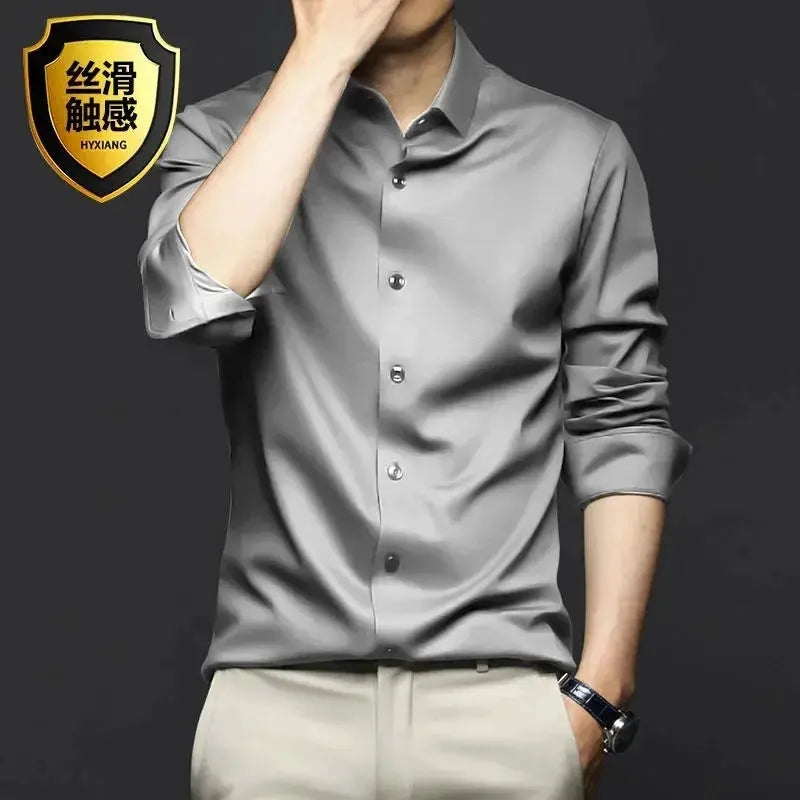 Mens Long Sleeve Non Iron Wrinkle Resistant Dress Shirt White For Business Professional Casual Wear S To 5XL