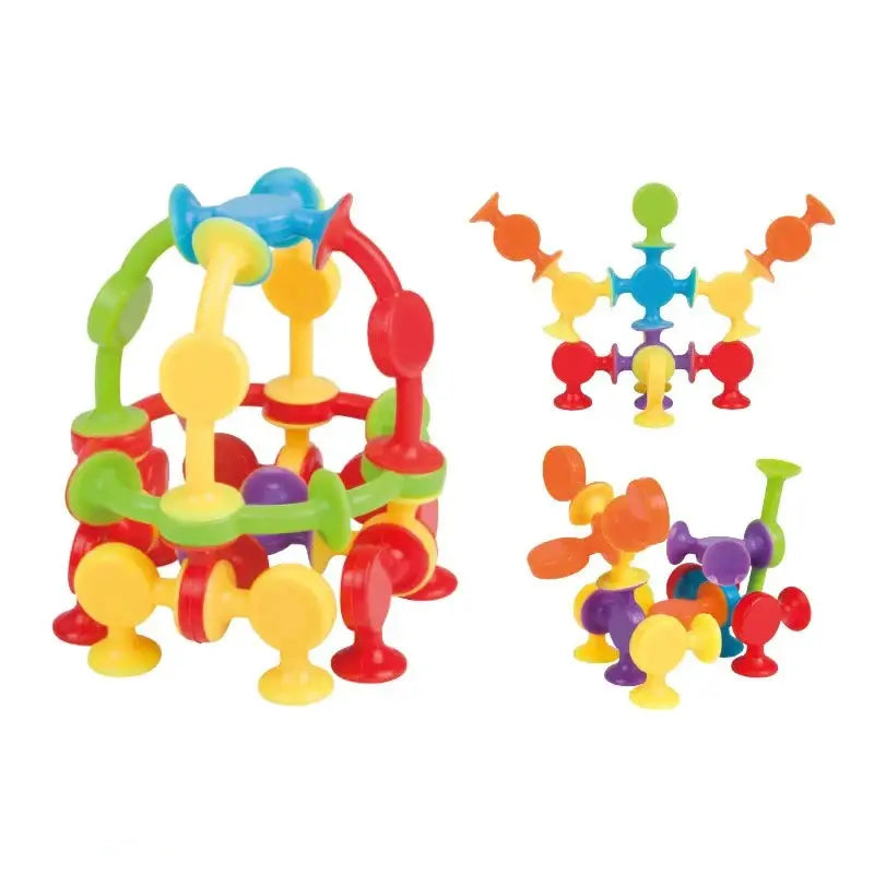 19 Pcs Sucker Suction Cup Building Block Toys Set For Kids Ages 3 6 Silicone Construction Educational Toy