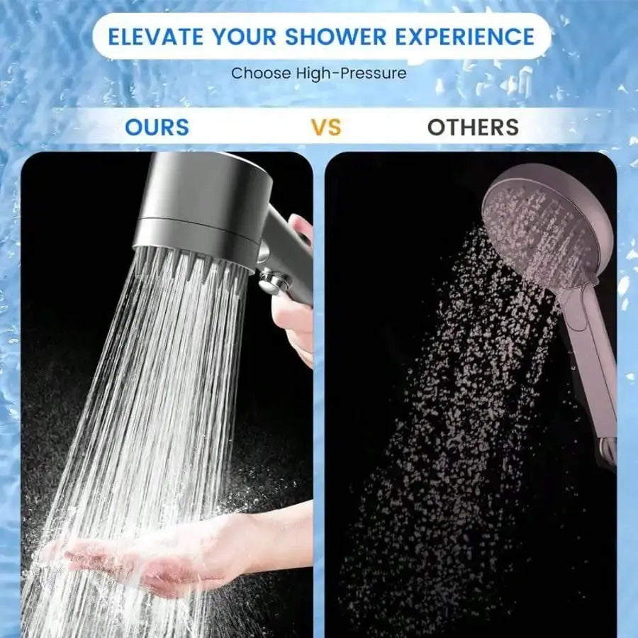 Simples Market 3-spray filtered rain shower head, wall-mounted ABS polished round shower fixture with multiple spray modes