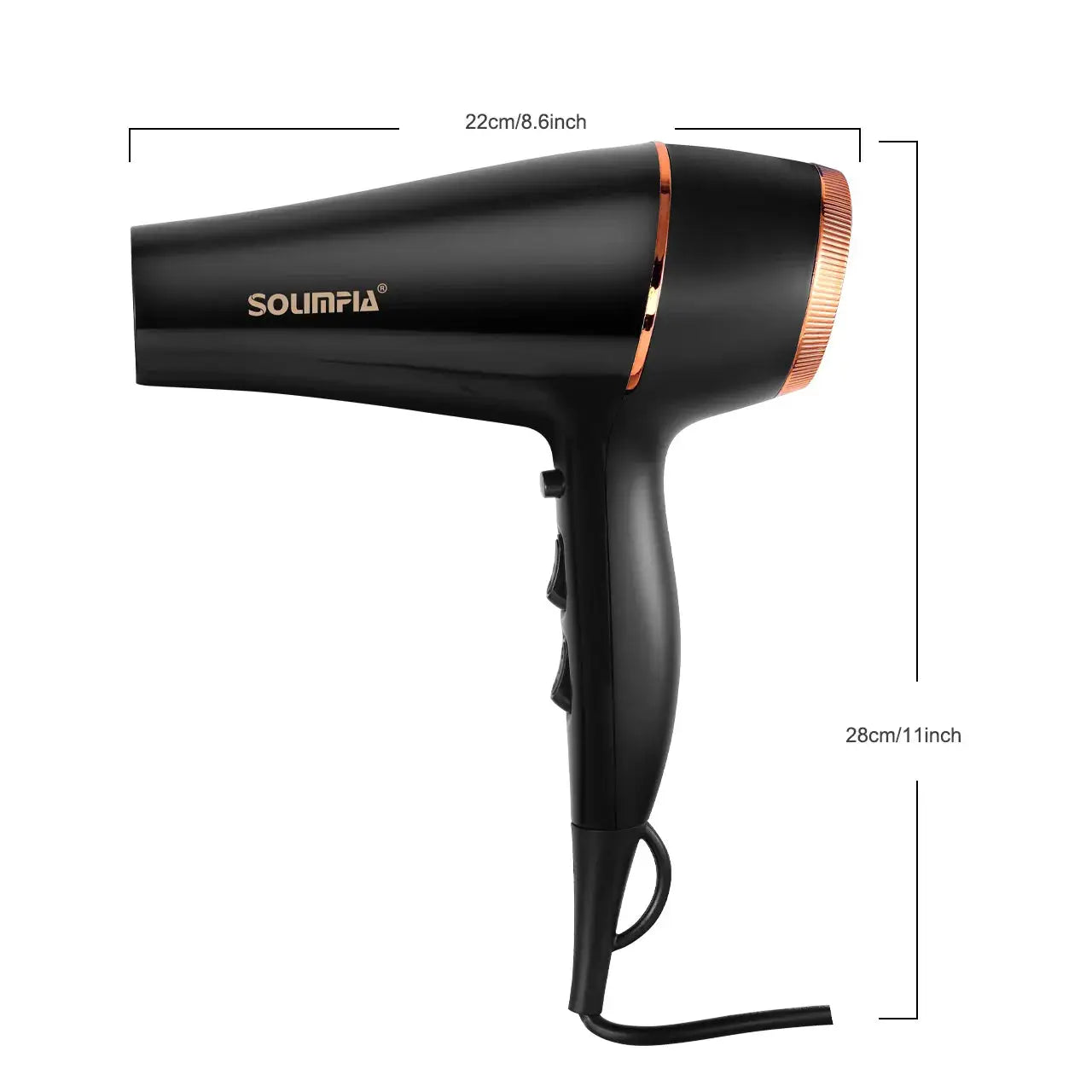 6-Level professional hair dryer by Simples Market, black with copper accents